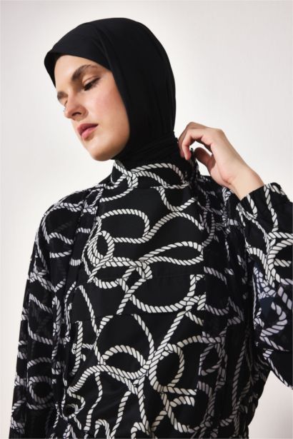 Regular Fıt Baskılı 3'lü Burkini Mayo