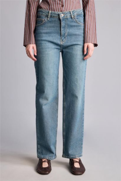 Comfort Straight Bilek Boyu Jean Pantolon
