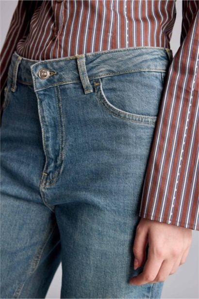 Comfort Straight Bilek Boyu Jean Pantolon
