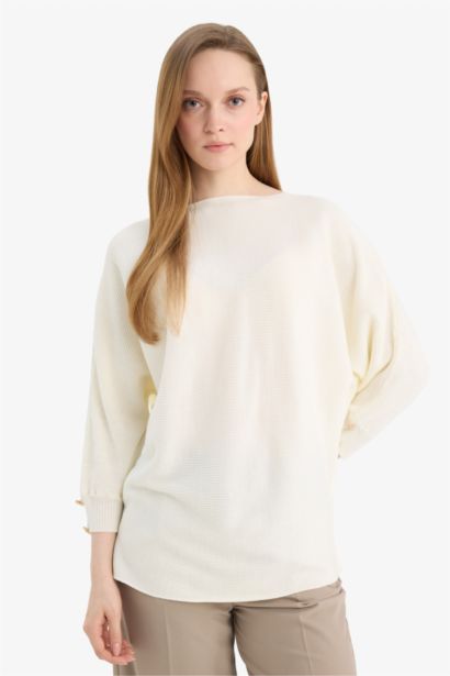Boat Neck Knit Pullover