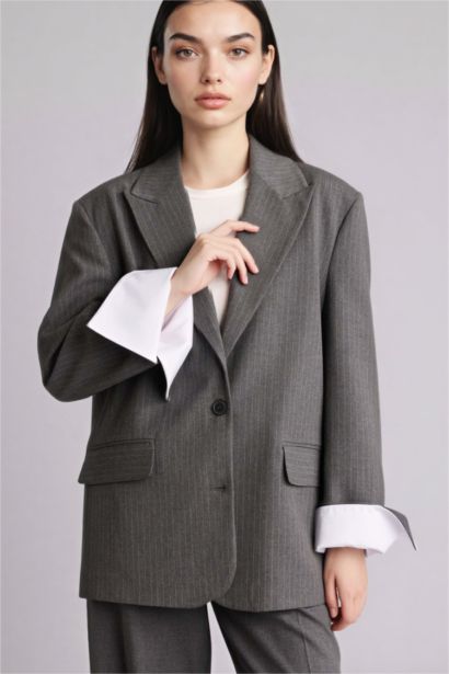 Oversize Fit Jacket Collar Blazer