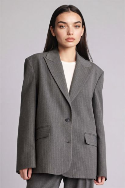 Oversize Fit Jacket Collar Blazer