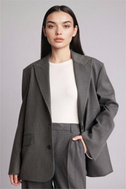 Oversize Fit Jacket Collar Blazer