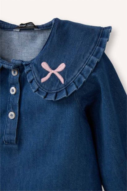 Uzun Kollu Pamuklu Elbise Kız Bebek