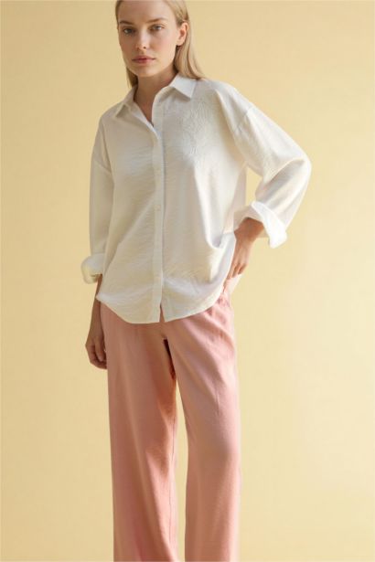 Relax Fıt Gömlek Yaka Uzun Kollu Gömlek