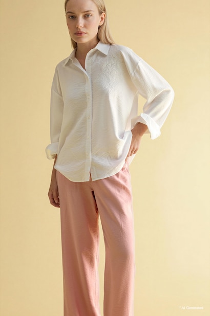 Relax Fit Shirt Collar Long Sleeve Shirt