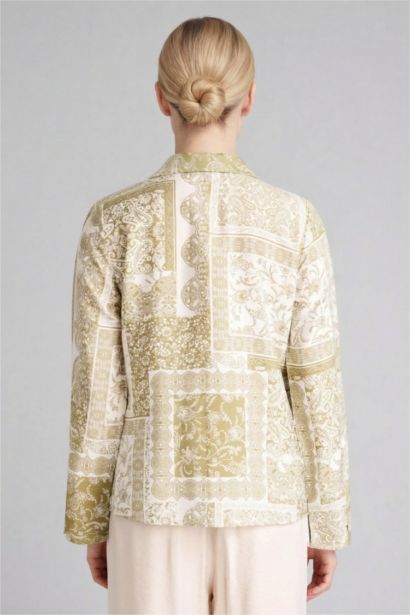 قميص ردن طويل مطبوع قصة عادية بياخة V