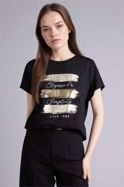 Relax Fit Crew Neck Animal Print T-Shirt