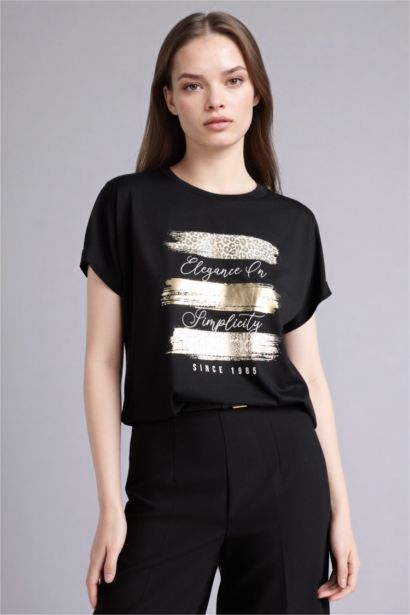 Relax Fit Crew Neck Animal Print T-Shirt