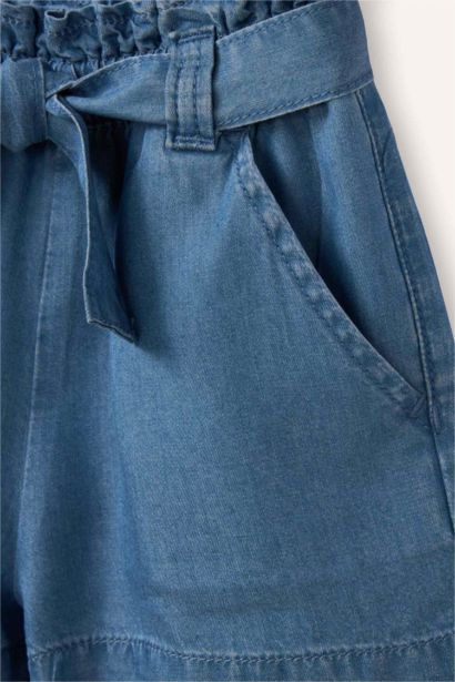 Paperbag Fit Jean Şort Kız Bebek