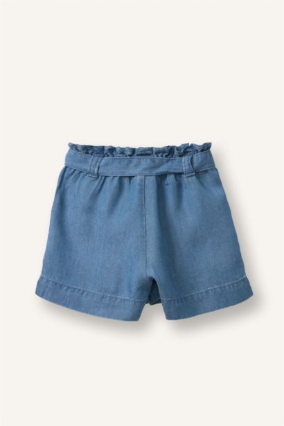 Paperbag Fit Jean Şort Kız Bebek