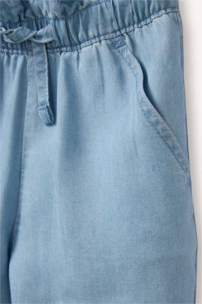 Paperbag Geniş Paça Pamuklu Pantolon Kız Bebek