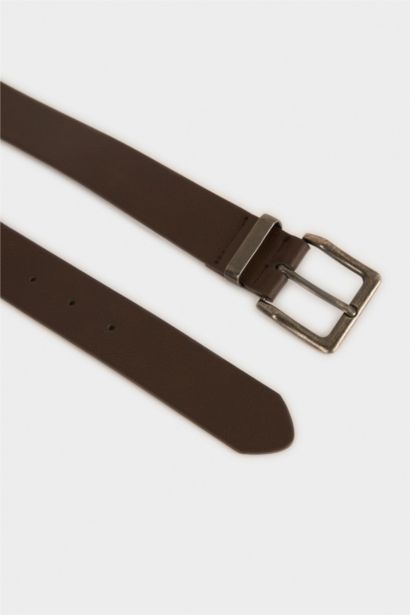 Erkek Dikdörtgen Toka Suni Deri Günlük Kemer