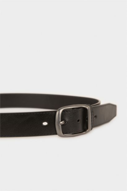 حزام رجالي جلد صناعي بمشبك بيضاوي