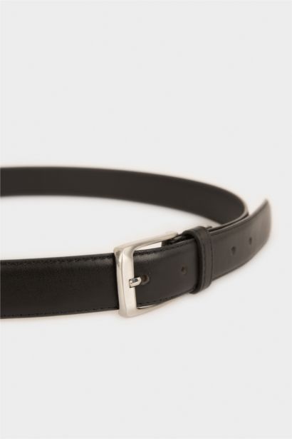 Erkek Dikdörtgen Toka Suni Deri Klasik Kemer