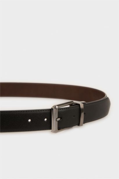 Man Rectangle Clasp Faux Leather Classic Belt
