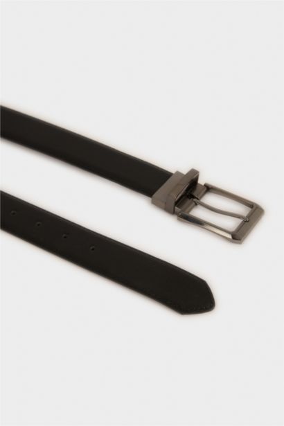 Man Rectangle Clasp Faux Leather Classic Belt