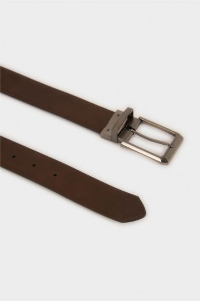 Man Rectangle Clasp Faux Leather Classic Belt