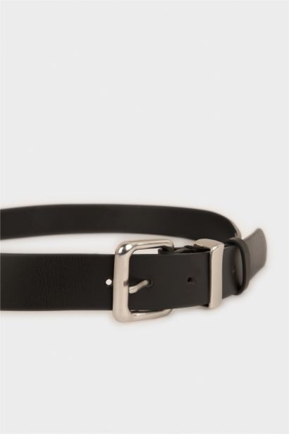 Man Rectangle Clasp Faux Leather