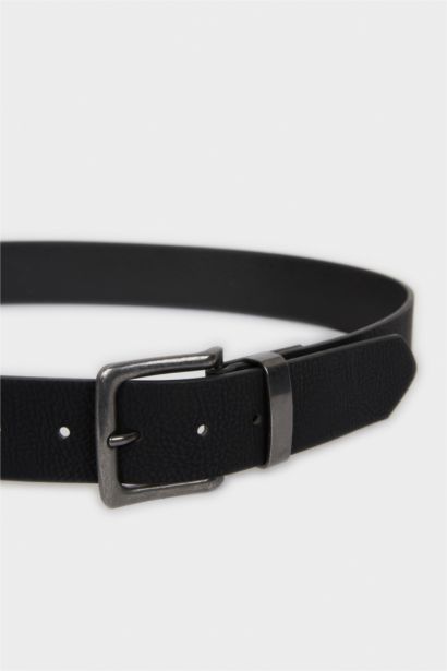 Erkek Dikdörtgen Toka Suni Deri Günlük Kemer