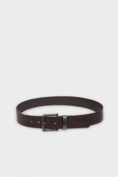 Erkek Dikdörtgen Toka Suni Deri Günlük Kemer