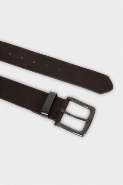 Erkek Dikdörtgen Toka Suni Deri Günlük Kemer