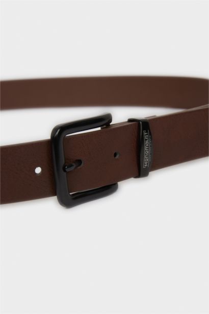 Erkek Dikdörtgen Toka Suni Deri Günlük Kemer