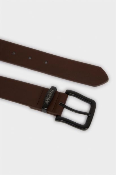 Erkek Dikdörtgen Toka Suni Deri Günlük Kemer