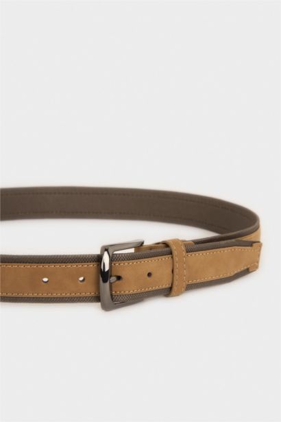 Man Rectangle Clasp Faux Leather