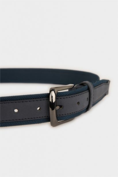Man Rectangle Clasp Faux Leather