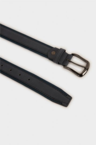 Man Rectangle Clasp Faux Leather