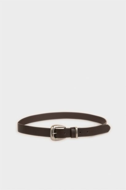 حزام رجالي جلد صناعي بمشبك مستطيل