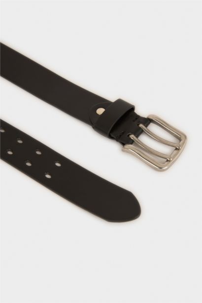 حزام رجالي جلد صناعي بمشبك مستطيل