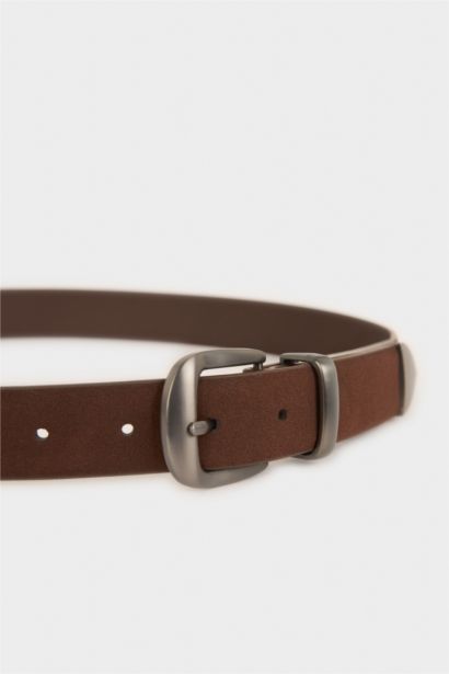 Man Rectangle Clasp Faux Leather