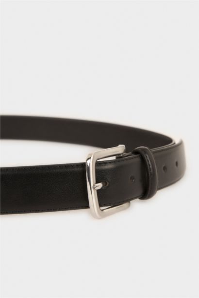 Erkek Dikdörtgen Toka Suni Deri Klasik Kemer