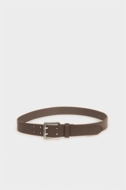 Man Rectangle Clasp Faux Leather