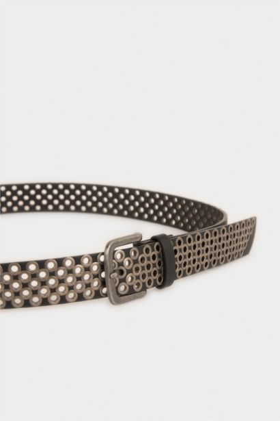 Erkek Dikdörtgen Toka Suni Deri Günlük Kemer