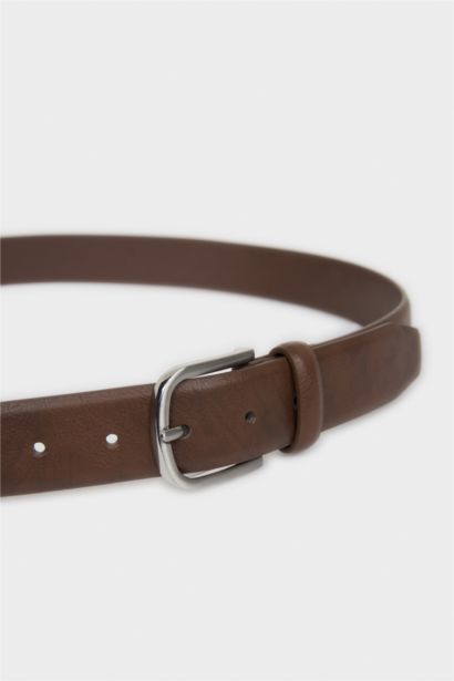 Erkek Dikdörtgen Toka Suni Deri Klasik Kemer