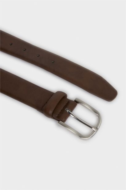 Erkek Dikdörtgen Toka Suni Deri Klasik Kemer