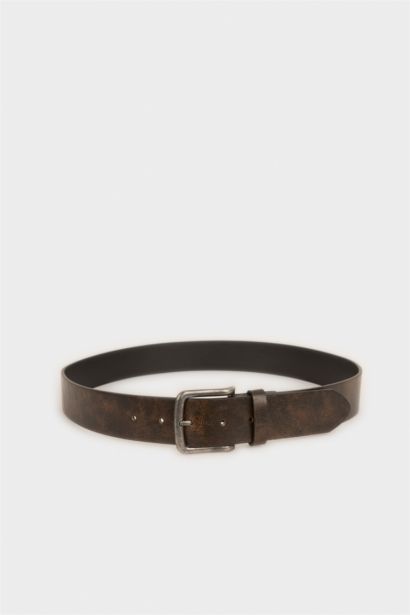 Man Rectangle Clasp Faux Leather