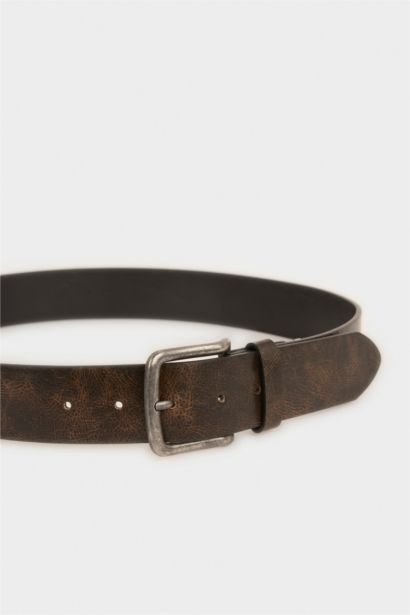Man Rectangle Clasp Faux Leather