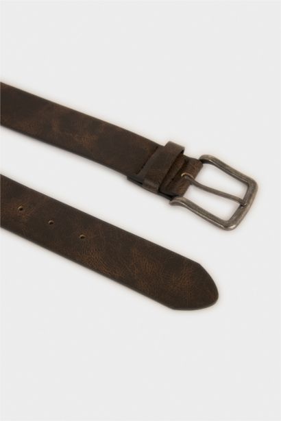 Man Rectangle Clasp Faux Leather