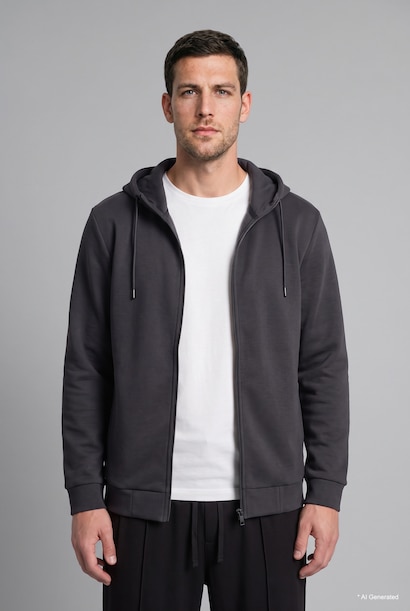 Regular Fit Cotton Zip-Up Hoodie