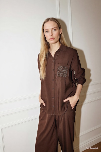Relax Fit Crinkle Fabric Shirt