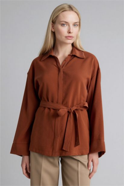 Relax Fıt Gömlek Yaka Uzun Kollu Gömlek