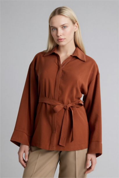 Relax Fıt Gömlek Yaka Uzun Kollu Gömlek