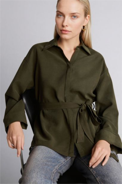 Relax Fıt Gömlek Yaka Uzun Kollu Gömlek