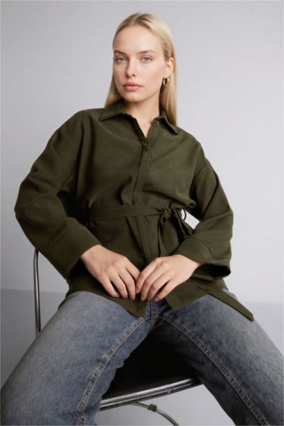 Relax Fıt Gömlek Yaka Uzun Kollu Gömlek