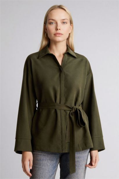 Relax Fıt Gömlek Yaka Uzun Kollu Gömlek