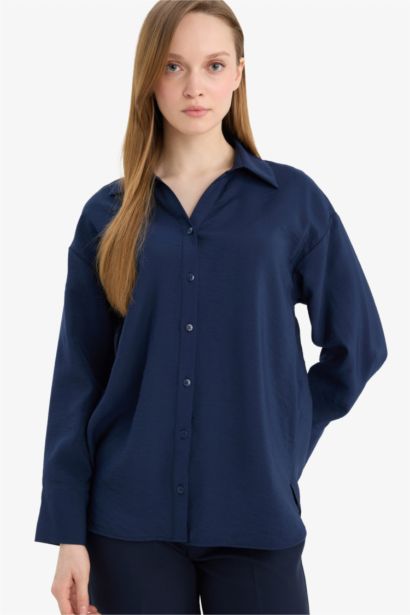 Relax Fit Shirt Collar Long Sleeve Shirt